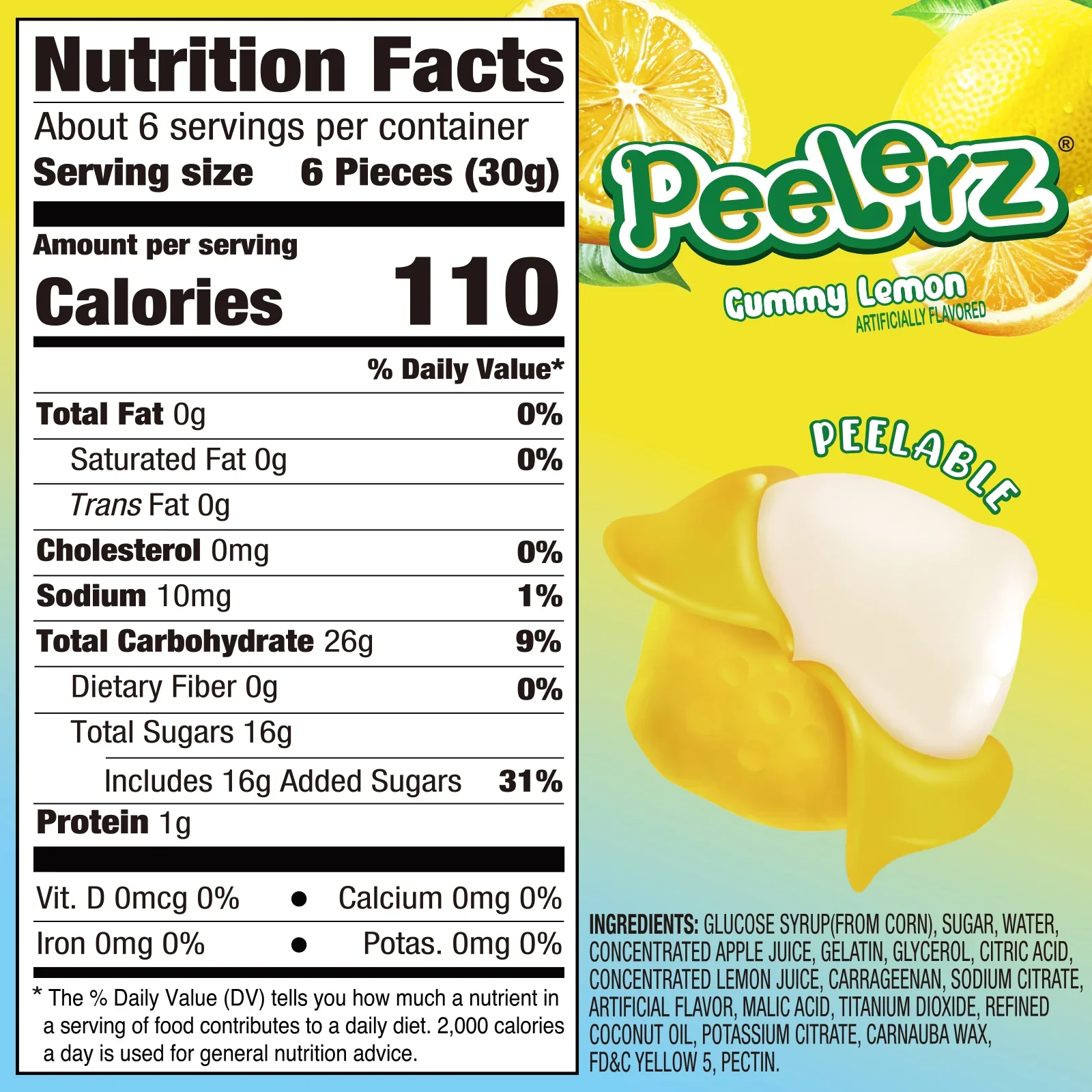 Amos Peelerz Gummy Lemon 6oz - Image 3
