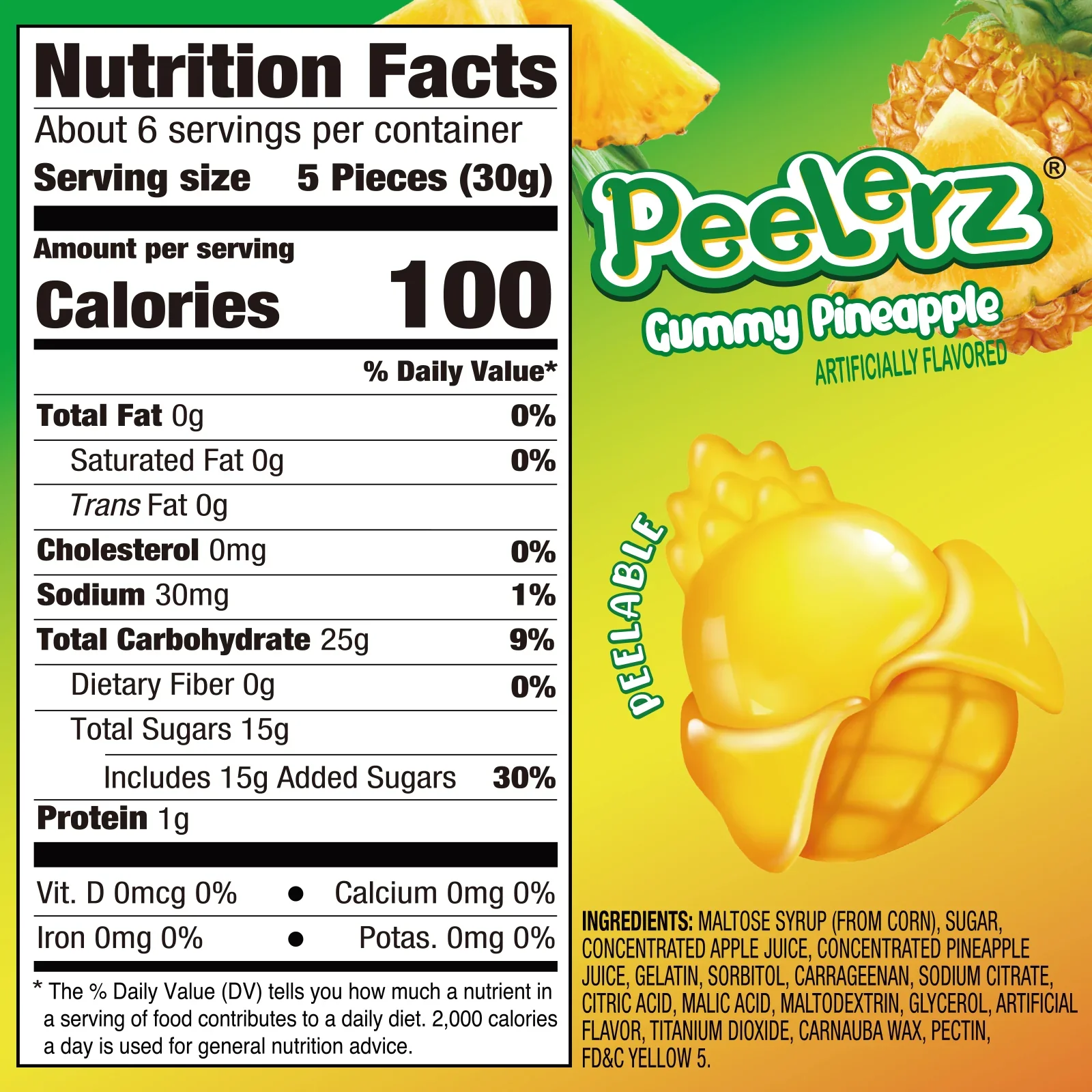 Amos Peelerz Gummy Pineapple 6oz - Image 3