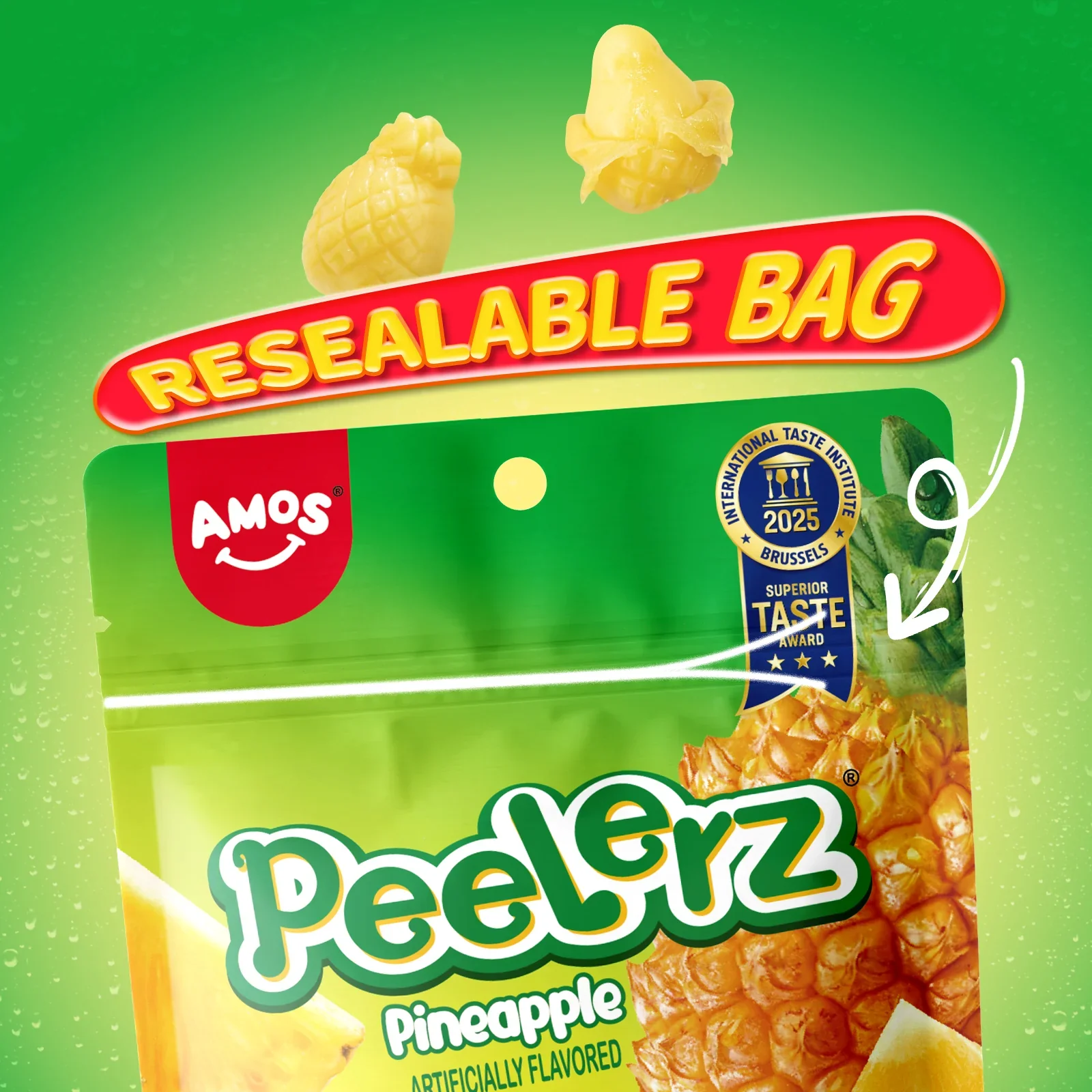 Amos Peelerz Gummy Pineapple 6oz - Image 4