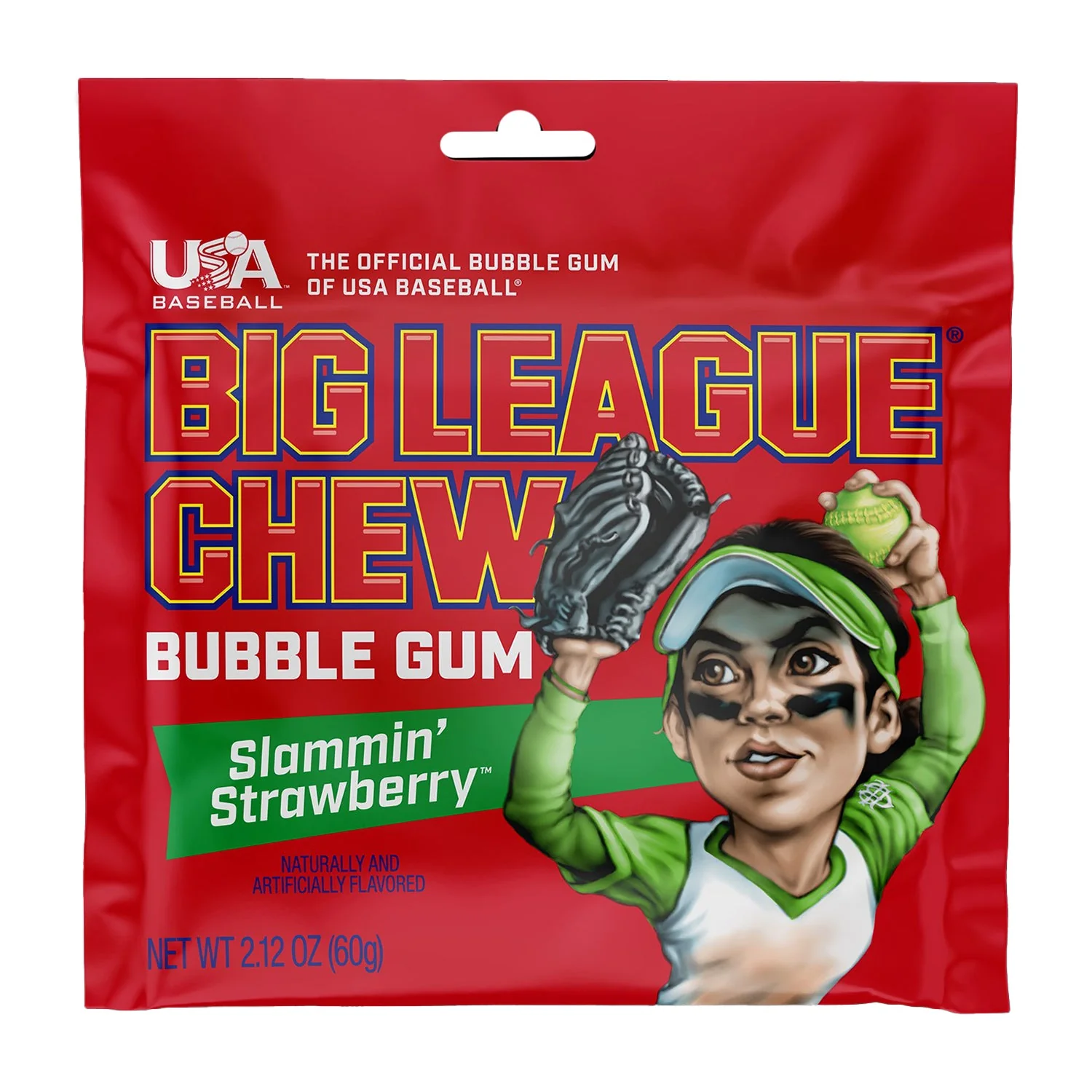 Big League Chew Bubble Gum Slamin' Strawberry | 2.12oz, 12ct, Box - Image 4