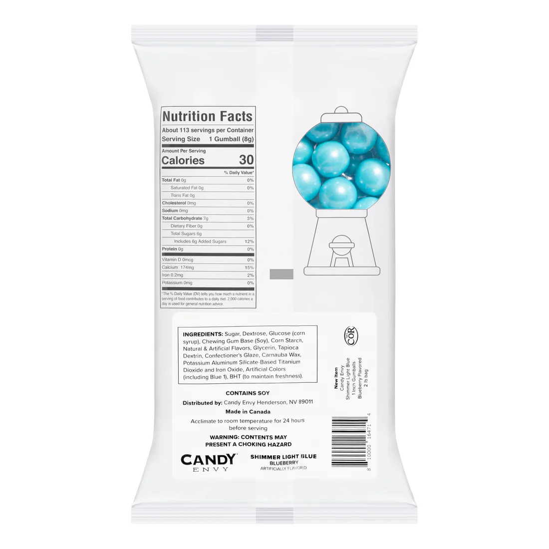 Candy Envy 1" Gumball Shimmer Light Blue 2LB - Image 4