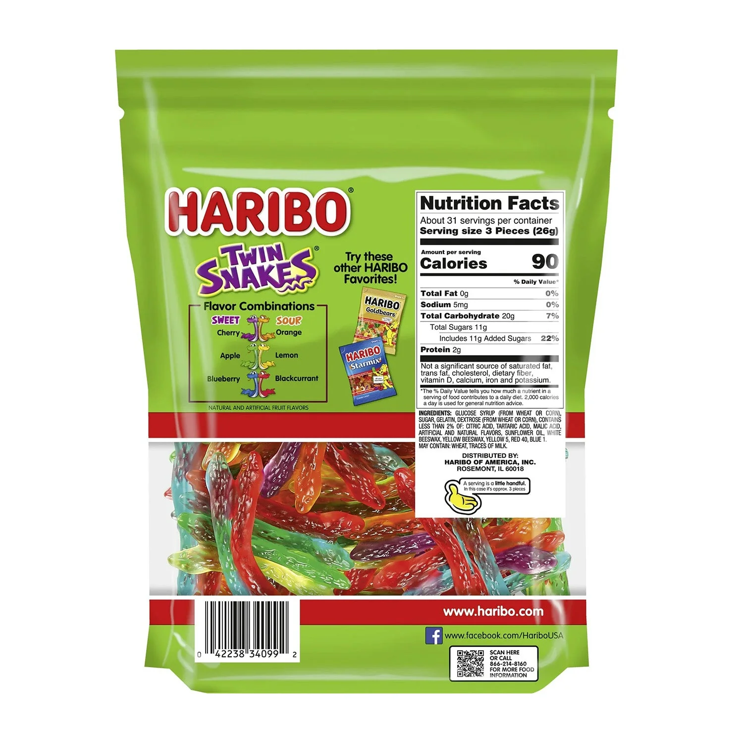 Haribo Twin Snakes Gummi Candy Party Size | 28.8oz, Bag - Image 2
