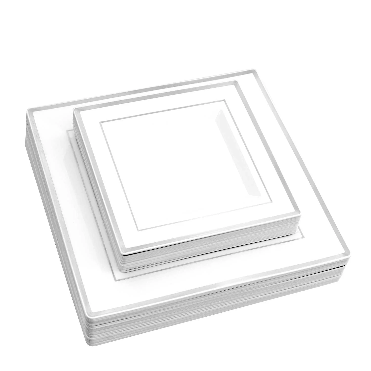 Square Silver Rim Plate | 50ct, Bag - Image 2