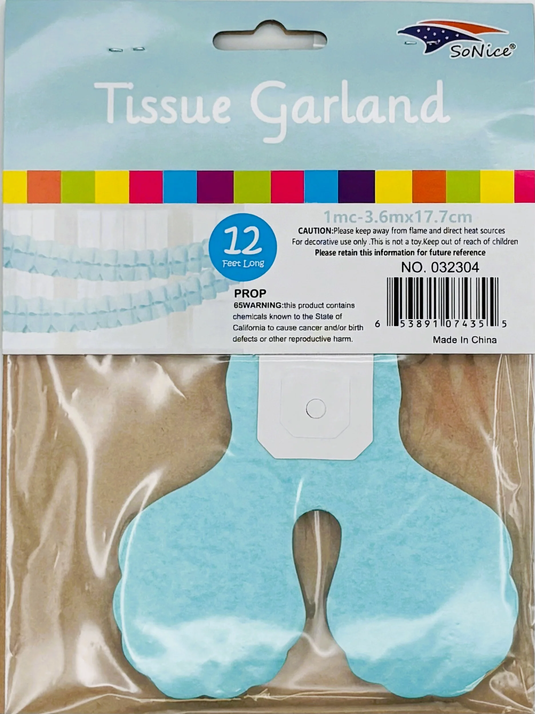 Tissue Garland 12 count-Light Blue - Image 2