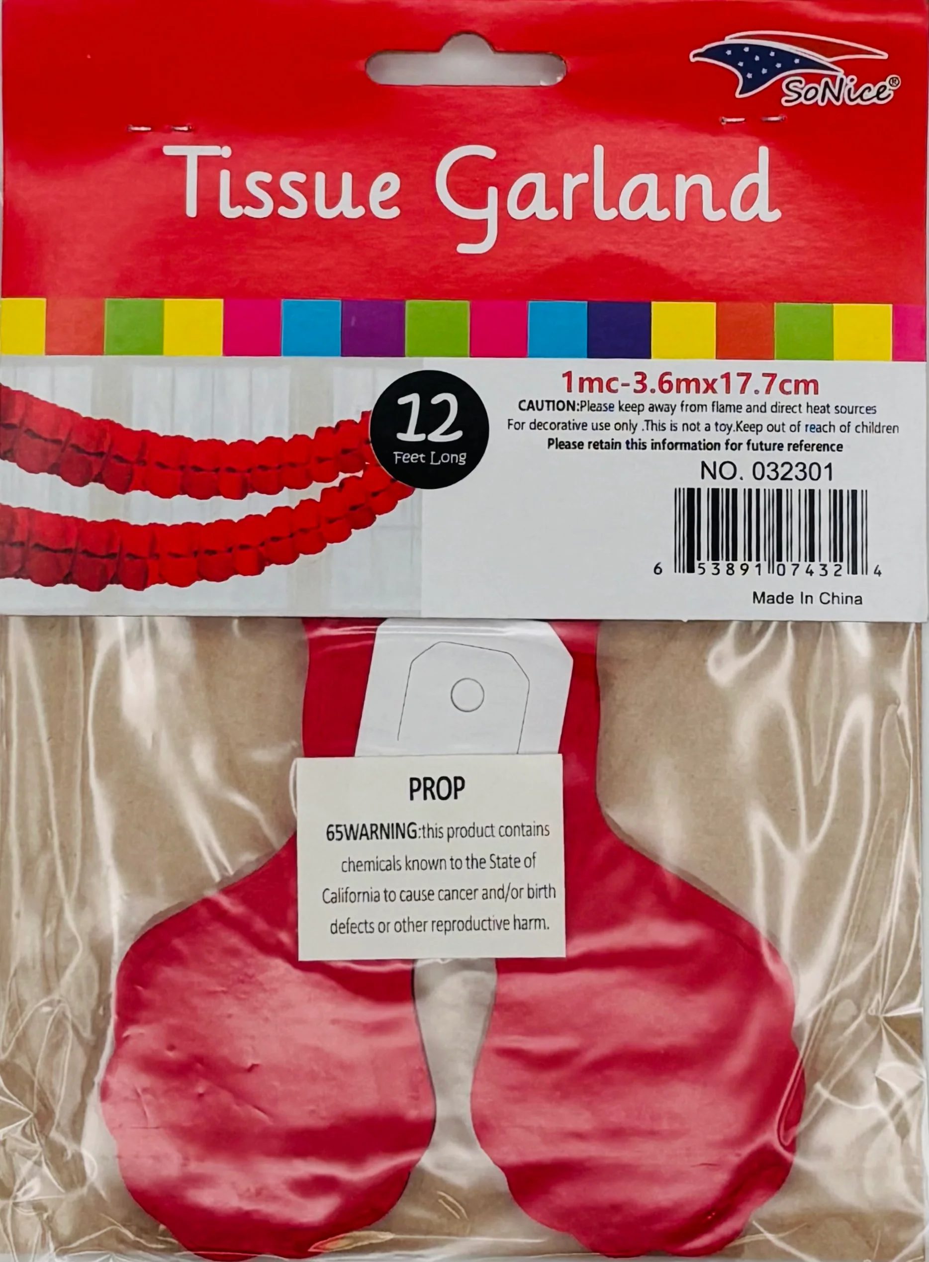 Tissue Garland 12 count-Red - Image 2